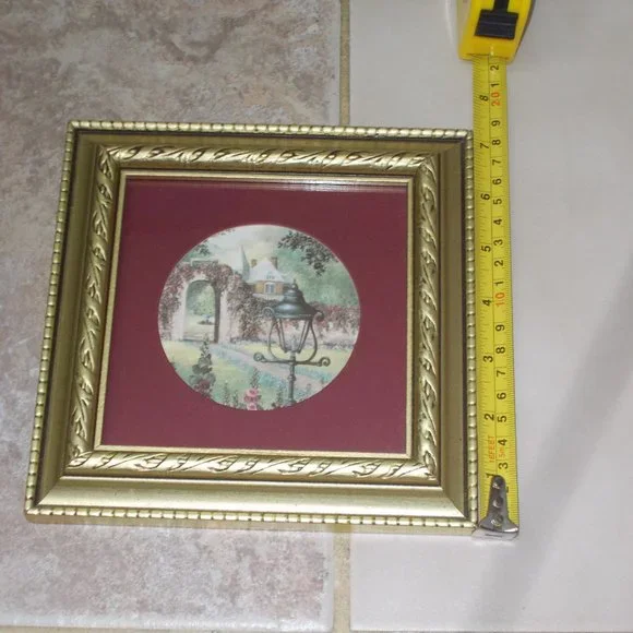 EUC, "Courtyard" print matted & framed in ornate wood frame - Picture 2 of 3